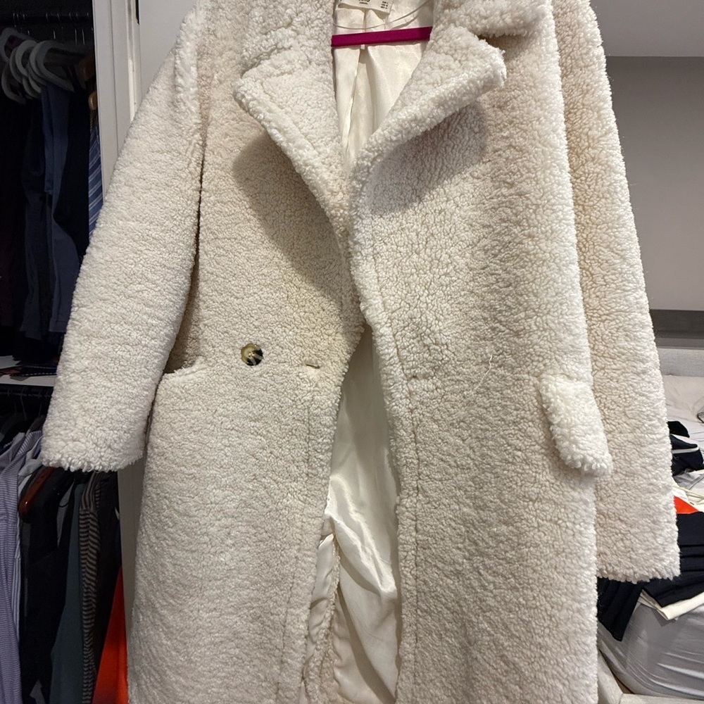 Mango Off-White Teddy Jacket